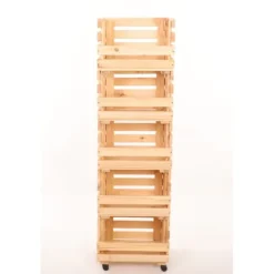 Grönsakslåda / trä låda för grönsaker / fruktställ / låda / hylla 132 x 37 x 30 cm med hjul / tall