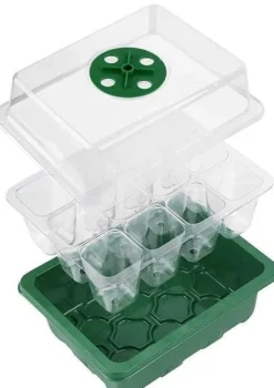 Groddbricka, uppsättning med 12 groddbrickor med 12 odlingsbrickor för inomhusväxthus, propagateulåda för plantskolor inomhus