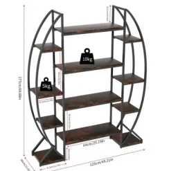 Halvmåne växtställ - Blomhylla/steghylla - 5 Nivåer - Metall - Med Belysning - XL - Inne/Ute - Orange