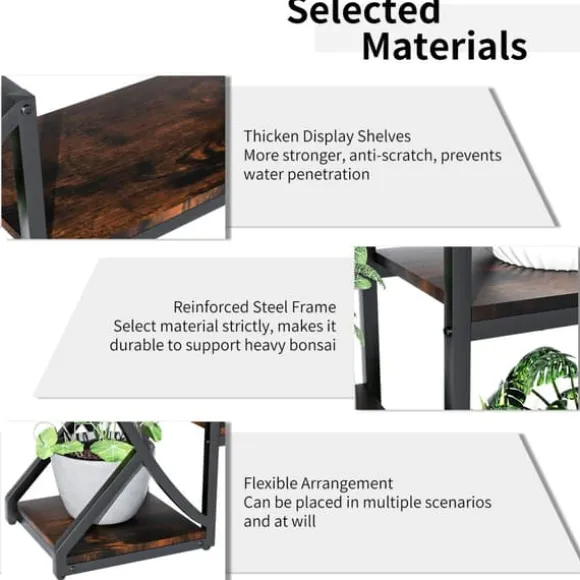 Halvmåne växtställ - Blomhylla/steghylla - 5 Nivåer - Metall - Med Belysning - XL - Inne/Ute - Orange