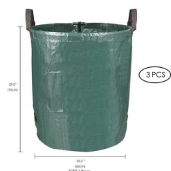HAPPY-3 x 272L Trädgårdssäck Stark PE Trädgårdsavfallspåse - Fristående och hopfällbar - Återanvändbar