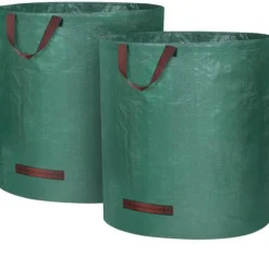 Heavy Duty Trädgårdsväskor - Set med 2 * 272L - Grön - Vattentät och hopfällbar