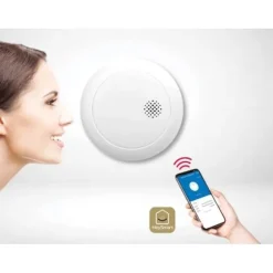 HeySmart Smart WiFi rökdetektor med batteri, skickar aviseringar till smartphone via app, photoelektrisk sensor