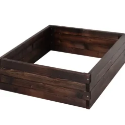 Högbädd i massivt trä 60x60x23 cm, mörkbrun – planteringslåda/örtlåda