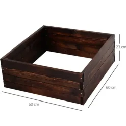 Högbädd i massivt trä 60x60x23 cm, mörkbrun – planteringslåda/örtlåda