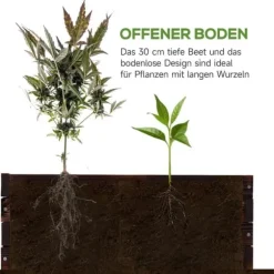 Högbädd i massivt trä 60x60x23 cm, mörkbrun – planteringslåda/örtlåda