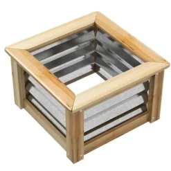 Högbädd i metall med träram 45x45x30 cm – trädgård & balkong