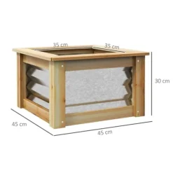 Högbädd i metall med träram 45x45x30 cm – trädgård & balkong