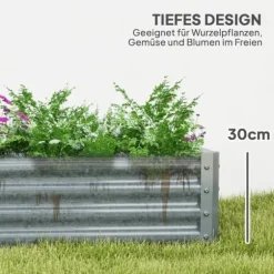 Högbädd i stål 180x90x30 cm med skyddskant, vädertålig – balkong/trädgård