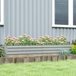 Högbädd i stål 180x90x30 cm med skyddskant, vädertålig – balkong/trädgård