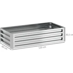Högbädd i stål 120x60x30,5 cm, rostfri & vädertålig – balkong/trädgård