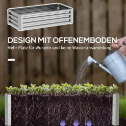 Högbädd i stål 120x60x30,5 cm, rostfri & vädertålig – balkong/trädgård