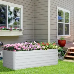 Högbädd i stål 180x90x60 cm, stapelbar/ihopkopplingsbar – blommor & växter