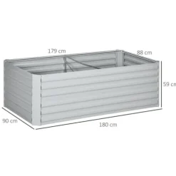 Högbädd i stål 180x90x60 cm, stapelbar/ihopkopplingsbar – blommor & växter