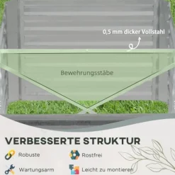 Högbädd i stål 180x90x60 cm, stapelbar/ihopkopplingsbar – blommor & växter