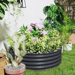 Högbädd i stål 120x120x43 cm, stapelbar/modulär – trädgård & balkong