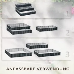 Högbädd i stål 118x118x62 cm, 3-stegs, med T-skyltar & handskar, mörkgrå