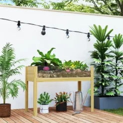 Högbädd i trä 110x50x80 cm med akrylpaneler & dränering – vädertålig