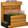 Högbädd med 4 insatser & självbevattning, fodrad, trä brun, 79,5x49,5x80 cm