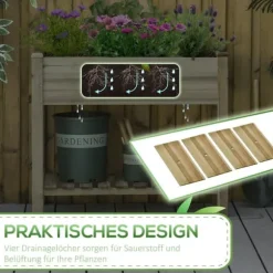 Högbädd med hylla 91x51x76 cm, trä, grön – med dräneringshål