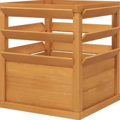 Högbädd med spaljé & öppen botten 65x65x60 cm, trä – för klätterväxter