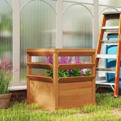 Högbädd med spaljé & öppen botten 65x65x60 cm, trä – för klätterväxter