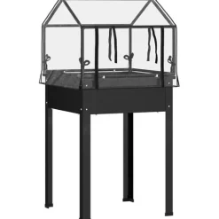 Högbädd med överdrag 60x60x120 cm, metall med dränering – vädertåligt örta-/grönsaksland, svart