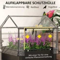 Högbädd med överdrag 60x60x120 cm, metall med dränering – vädertåligt örta-/grönsaksland, svart