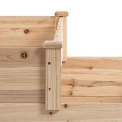 Högbädd 3-stegs i trä 124x124x56 cm – örttrappa för balkong & trädgård