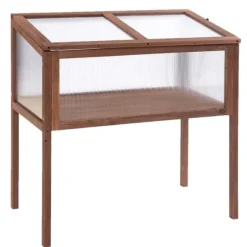 Högbädd/drivbänk 90x50x93 cm, gran & PC-skiva, brun – örtlåda för trädgård/terrass