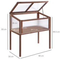 Högbädd/drivbänk 90x50x93 cm, gran & PC-skiva, brun – örtlåda för trädgård/terrass