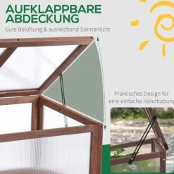 Högbädd/drivbänk 90x50x93 cm, gran & PC-skiva, brun – örtlåda för trädgård/terrass