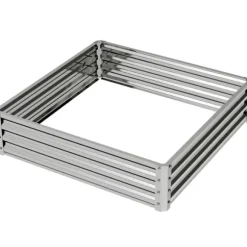 Högbädd/planteringslåda i stål 120x120x30 cm, silver – trädgård/terrass