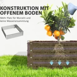 Högbädd/planteringslåda i stål 120x120x30 cm, silver – trädgård/terrass