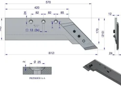 Höger skarv med mejselapplikation PO387 Ibis Tur Unia Plog borstål WARYŃSKI
