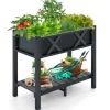 Höjd odlingsbädd, HIPS Poly Wood upphöjd planteringslåda, 86×46×74 cm, Svart