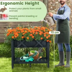 Höjd odlingsbädd, HIPS Poly Wood upphöjd planteringslåda, 86×46×74 cm, Svart