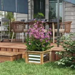 Höjd odlingslåda, 45x45x30 cm, Silver,Natur