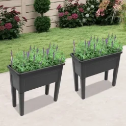 Höjd trädgårdsbädd, Material: PP och gummi, Dimensioner: 75*34,5*65,5 cm, Form: Rektangulär, Belastningskapacitet: 25 kg, Antal artiklar: 2