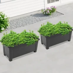 Höjd trädgårdsbädd, Material: PP och gummi, Dimensioner: 75*34,5*65,5 cm, Form: Rektangulär, Belastningskapacitet: 25 kg, Antal artiklar: 2