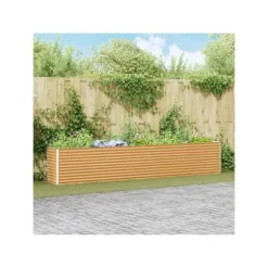 Höjd trädgårdsbänk i galvaniserat stål - vidaXL - 390x50x68 cm - Ljusbrun - Väderbeständig