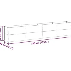 Höjd trädgårdsbänk i galvaniserat stål - vidaXL - 390x50x68 cm - Ljusbrun - Väderbeständig