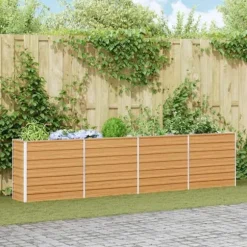 Höjdbädd i galvaniserat stål - vidaXL - 320x40x77 cm - Ljusbrun - Väderbeständig