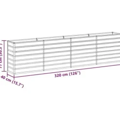 Höjdbädd i galvaniserat stål - vidaXL - 320x40x77 cm - Ljusbrun - Väderbeständig