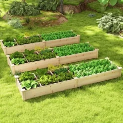 Höjdbäddsträdgård, 228x62x25 cm, Naturlig