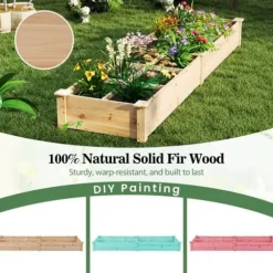 Höjdbäddsträdgård, 228x62x25 cm, Naturlig