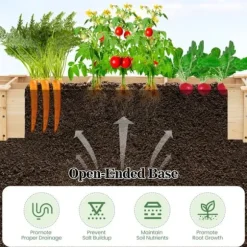 Höjdbäddsträdgård, 228x62x25 cm, Naturlig