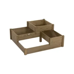 Höjdträdgård - MUVOE - 122x122x51 cm - Massivt trä - Brun - 3 nivåer