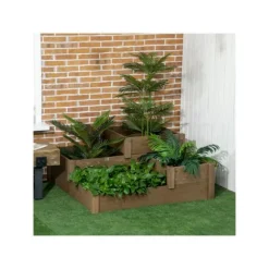 Höjdträdgård - MUVOE - 122x122x51 cm - Massivt trä - Brun - 3 nivåer