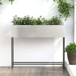 Höjdträdgårdsplanterare Silver 100 x 26 x 82 cm Rostfritt stål